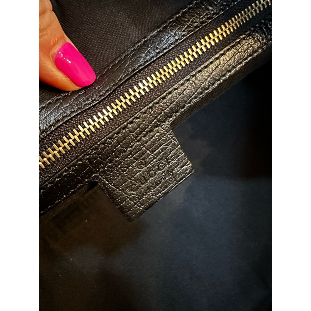 Gucci Black Canvas & Leather Sherry Line Horsebit Shoulder Bag - Picture 14 of 16